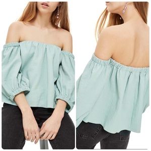 NWT Topshop Laundered Bardot off shoulder Top